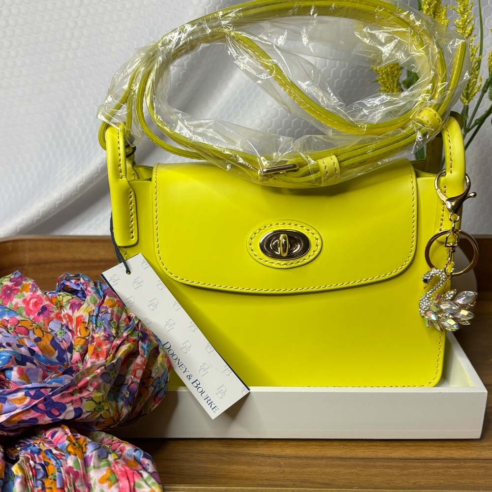 Dooney & Bourke Yellow Crossbody Bag includes bag charm and scarf